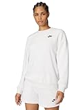 Nike Women's Sportswear Club Fleece Loose Crew-Neck Sweatshirt, Birch Heather/Black, Large