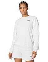 Nike Women's Sportswear Club Fleece Loose Crew-Neck Sweatshirt, Birch Heather/Black, Small