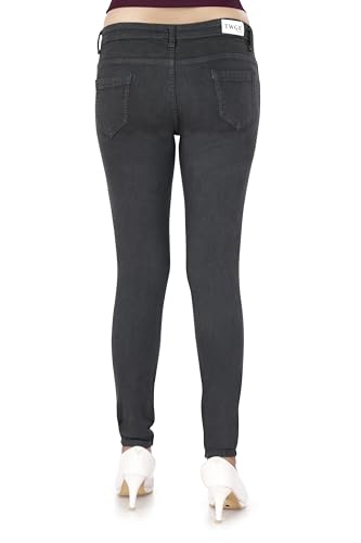 Image of TWGE - Women's Mid Rise Skinny Fit Jeans - Single Button, Stretchable Denim Pants - Ankle Length - Stylish Casual Wear