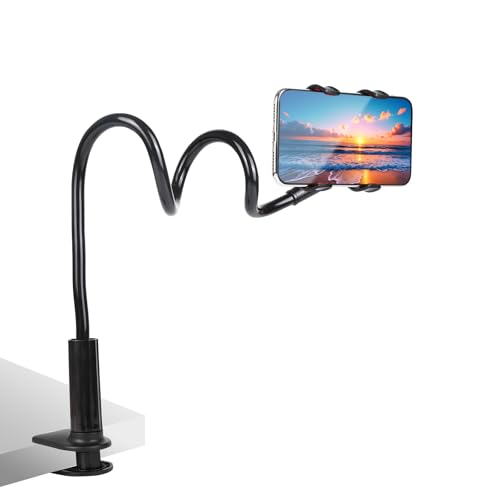 Selfdee Gooseneck Bed Phone Holder,Cell Phone Mount Clip Stand Lazy Bracket 360 Adjustable Mobile Phone Clamp Bracket Compatible with 4.0-7.2'' Device All...