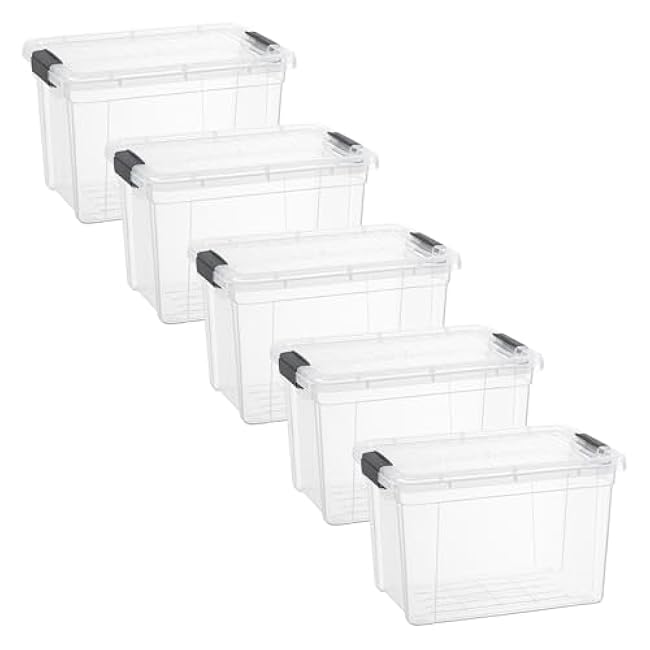 Superio Clear Storage Boxes with Lids, 8.75 Quart Plastic Container Bins for Organizing, Stackable Crates, BPA Free, Non Toxic, Odor Free, Organizers for Home, Office and Dorm, 5 Pack