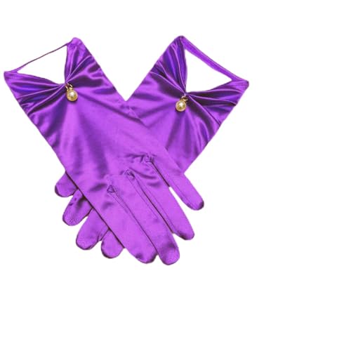 Women's Short Gloves for Wedding Full Finger Bridal Party Evening Dress Gloves Satin