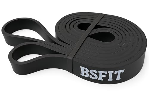 BSFIT Set De Bandas Elásticas Asistencia En Dominadas - 5 Bandas De Resistencia, Tobilleras, Mosquetones, Asas De Caucho, Anclaje De Puerta, Cinta - Straps Gym (1 DOMINADA 208CM X 19MM de Grosor)