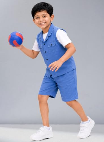 Image of 3BROS Kids Cotton Shirt Shorts Set for Boys Kids Clothing /Boys Clothing Set (Party /Festive) Wear