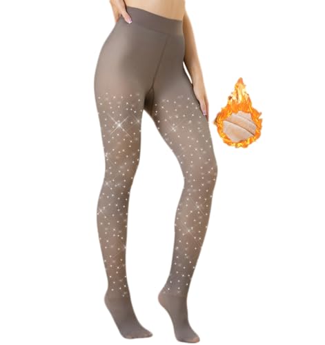 Image of VINICUNCA Winter Warm Fleece Lined Tights, Fake Translucent pantyhose Thick Thermal Leggings Pants