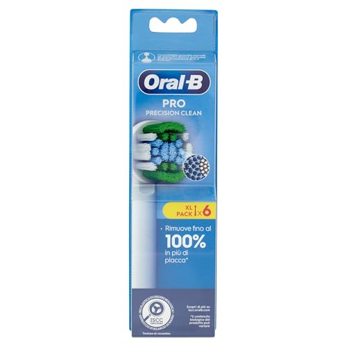 Oral-B Precision Clean Têtes de brosse à dents électrique, lot de 6 têtes de rechange, 3 types de poils pour un nettoyage précis et blanchissant,...