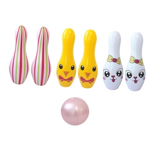 Luwecf 子供用インフレータブルボーリングセット ボール付き パーティーゲーム ガーデンゲーム おもちゃ ボーリング 屋内外ゲーム, うさぎ
