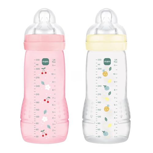 MAM Easy Active 6 mois et plus Couleur Baies + Perle (lot de 2 x 330 ml) – avec tétine en...