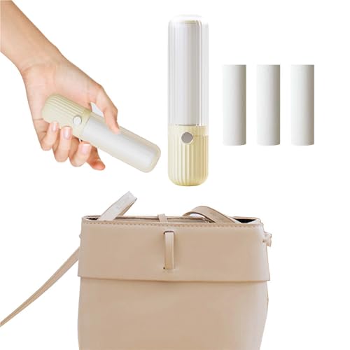 Portatile spazzola adesiva levapelucchi WISIRENT, Portatile rotolo di lanugine mini spazzola togli peli animali,rullo peli animali riutilizzabile per Vestiti, Peli di Gatto (4 Rotoli + 1 Manico)
