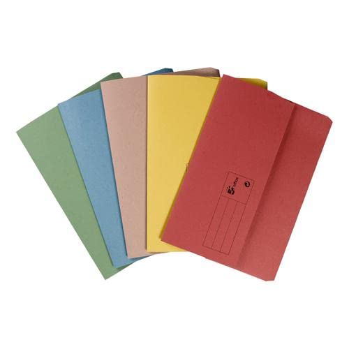 5 Star Office Document Wallet Half Flap 285gsm Recycled Capacity 32mm A4 Assorted [Pack 50] + Free finchley Refill Pen (2)