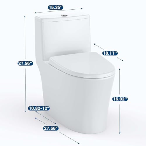 Image of One Piece Toilet - Elongated Ceramic Design, Soft Closing PP Toilet Cover, Easy Clean Surface, Water Efficient Flush, Compact Durable Build