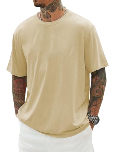 Image of RodZen Oversized Baggy Fit Half Sleeves Round Neck Solid Cotton Blend Combo T-Shirt for Men (Pack of 3)