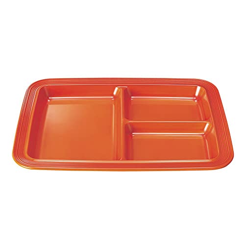 マルケイ(MARUKEI) 仕切り皿/三つ仕切長角プレート 21.7×29cm オレンジ 日本製 割れにくい 食洗機対応 スタッキング可能 『ミナモヴィータ』 E193 OG