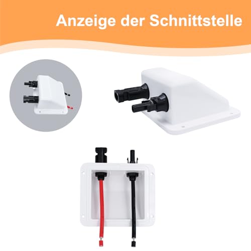 Dachdurchführung Solar, Doppel Kabeldurchführung mit 6mm² 10cm UV-beständige Verlängerungskabel, IP68 Wasserdichtes PV Solarstecker, für Wohnmobile/Caravan/Boote/Camper(weiße)