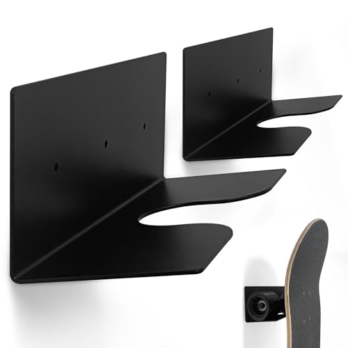 SINNNBLE 2 Pack Standard Skateboard Wall Mount Rack for Longboard Skateboard, Cruiser Boards and Penny Board Display Holder