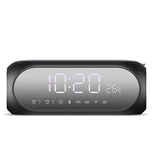 Preisvergleich Produktbild Byx- Bluetooth-Lautsprecher - Intelligente Spracherinnerung Funktelefon im Freien Dual-Lautsprecher-Membran Mini-Audio-Alarmkarte Radio-Karte [Echtzeit-Temperaturanzeige + Spiegel-Doppelwecker + Super