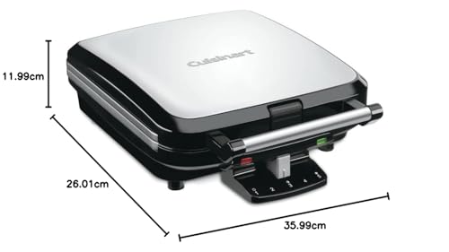 Cuisinart Belgian Waffle Maker, 4-Slice, Silver, Stainless Steel, Non-Stick Surface, Five-Setting Controls