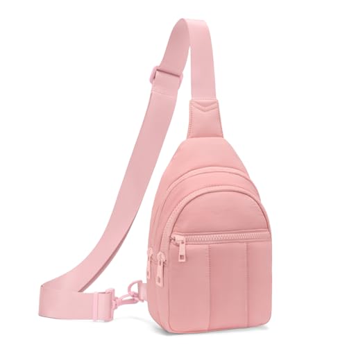 Image of Viverte Quilted Puffer Crossbody Bags for Women Small Puffy Sling Bag Lightweight Cross Body Bubble Purse Shoulder Bag for Travel (Light Pink)