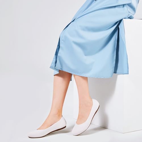 Image of Frank Mully Women's Ballet Flat Shoes Knit Dress Shoes Round Toe Slip On Ballerina Flats for Woman Low Wedge Comfort Soft