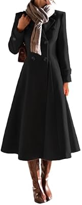 IDEALSANXUN Long Wool Coat for Women 2026 Fall Winter Double Breasted Trench Coat Coatigan Peacoat M...