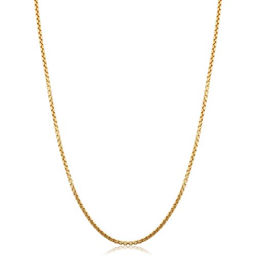 14k Yellow Gold Filled 1.8 mm Round Box Link Chain Necklace for Men And Women (16, 18, 20, 22, 24 or 30 inch)