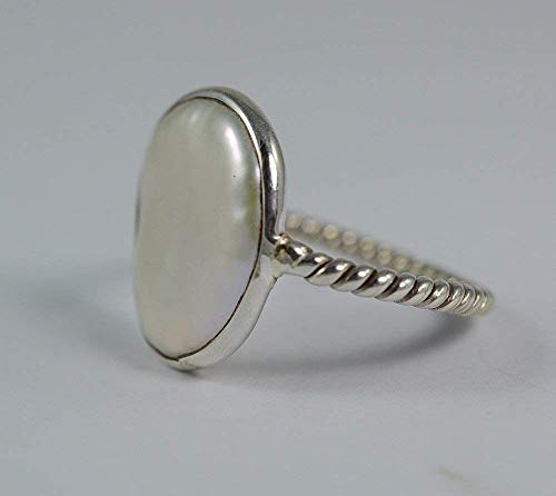 Navya Craft 925 Solid Sterling Silver Freshwater Coin Pearl Handmade Women Ring Sizes 4 To 13 (Us) For Christmas Anniversary Birthday Valentine Day Gift Wife Her Mother Sister Best Friend #TOP2