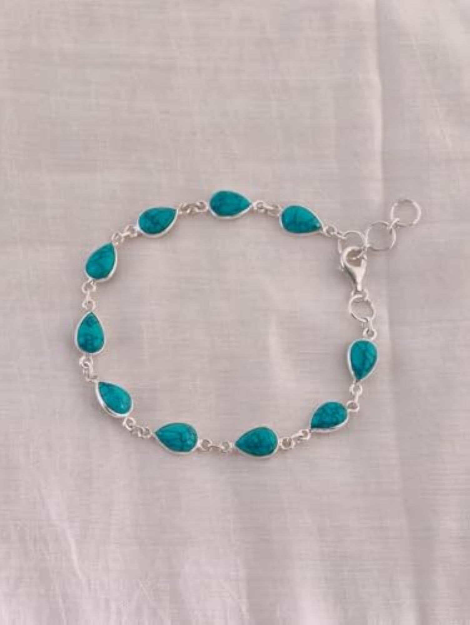 925 Silver Gemstone Bracelet with Teardrop Gemstones