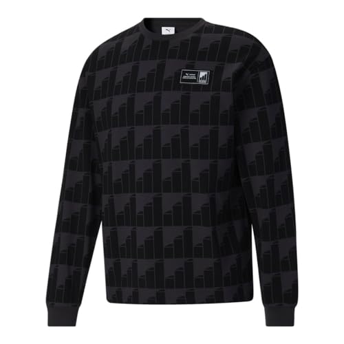 PUMA Mens Cordae Crew Neck Long Sleeve Casual Tops Casual - Black - Size L