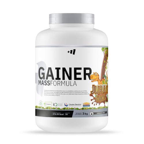 MASmusculo - Gainer Mass Formula - 3 Kg - Jurassic Choc - Aumenta Masa Muscular - Proteína Suero de Leche y Caseína Micelar - L-Glutamina Kyowa y Creatina Creapure - Mezcla de Carbohidratos