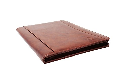 Professional Executive Pu Leather Business Resume Portfolio Padfolio Organizer With Ipad Mini Or Tablet Sleeve Holder, Zipper, Paper Pad, Card Holders, Pen Holder, Document Folder - Brown #TOP3