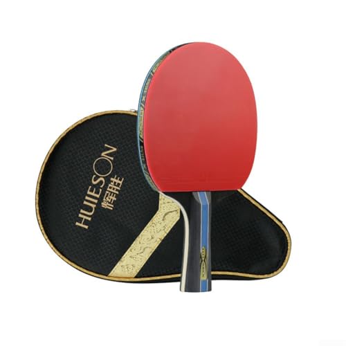 Raqueta de tenis de mesa para principiantes con diseño ligero, cuenta con goma de doble cara y madera de 7 capas (mango corto)