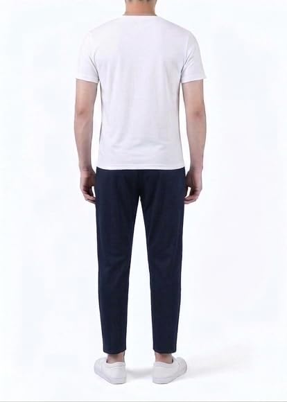 Image of Combo of 2 Men's Stretchable Lycra Blend Elasticated Waist Regular Fit Track Pants, Jogger Bottoms for Casual Wear (Black-Navy-Blue Combo) || Combo Casual Lower Track Pant