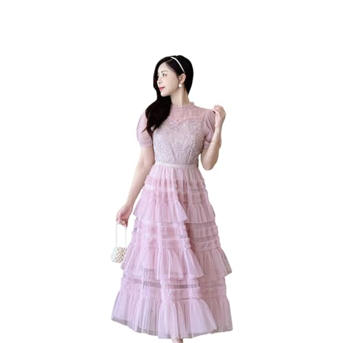 Robe d'été élégante en dentelle amincissante femme pour look tendance de mi-saison