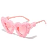 Lunettes de soleil roses en forme de cœur en peluche pour future mariée, lunettes élégantes et pelucheuses, décoration amusante pour bal masqué, enterrement de vie de jeune fille, fête d'anniversaire