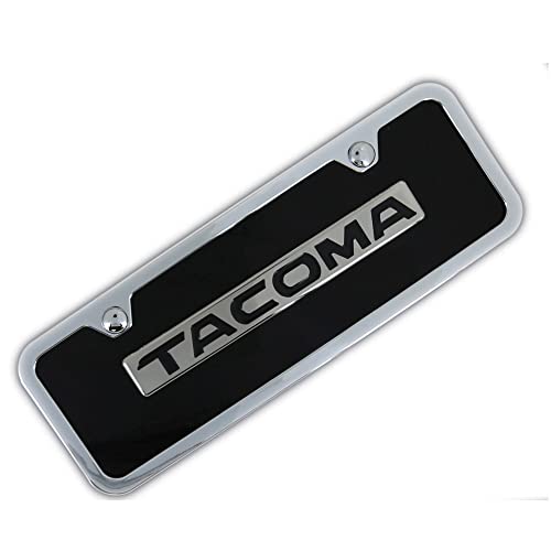 Au-TOMOTIVE GOLD Name Badge On Black License Plate + Frame for Toyota Tacoma (Black)
