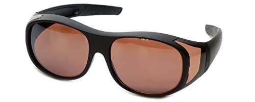 I-Sential Lunettes De Soleil Par Dessus Large Monture Noir Mat UV400 Protection UV400 Verres En Cuivre Bloquant Lumière Bleue Porter Par Dessus Lunettes Correctrices Hommes Femmes Pochette