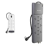 Belkin 12-Outlet USB Power Strip Surge Protector, Flat Plug, 6ft Cord (3,996 Joules), White &...