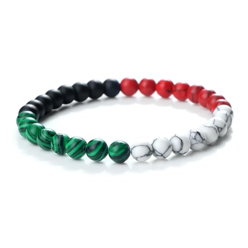 FORUBUS Palestinian Flag Beaded Bracelet - Support Palestine Strand Bracelet for Men and Women, Palestinian Colored Beads Stretchy Bracelet, Support Free Palestine Accessories