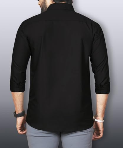Image of Teaserwear Mens Slim Fit Casual Shirt | Solid Polo Neck Design | Premium Cotton Blend Fabric | Full Sleeve Formal and Casual Wear for Men