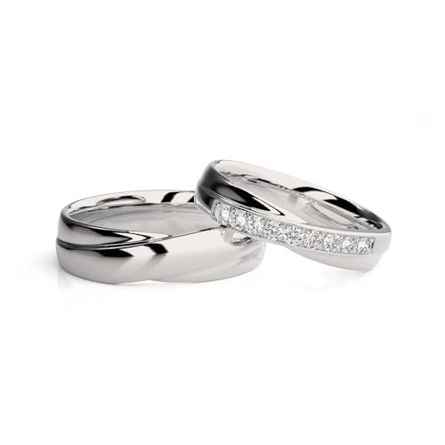 Sterling Silver/10K 14K 18K Gold Custom Wedding Rings for Him and Her with Moissanite/Diamonds Matching Wedding Bands for Couples Size 3-16