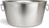 Stainless Steel Insulated Beverage Tub - Real Deal Steel, Large 6 Gallon Round Double Walled Party Tub, Drink Bucket for Parties, Ice Cooler for Wine Beer