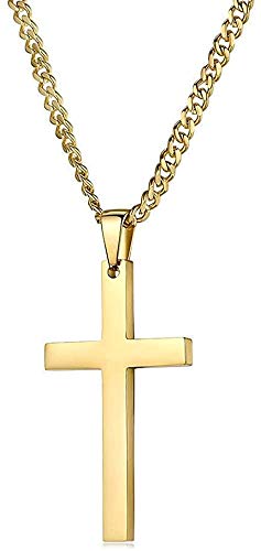 18K Gold Chain Style Cross Pendant Necklace Solid Clasp for Men,Women,Thin for Charms Miami Cuban Link Diamond Cut