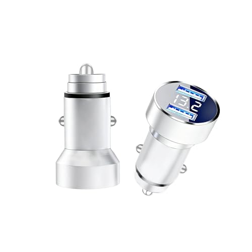 2-Pack Fast Car Charger, Quick Charging Phone USB Adapter Rapid Plug 2 Port Cigarette Lighter Auto Charger Flush for iPhone 14 13 12 Series, iPad Pro/Air 2/Mini, Galaxy and More