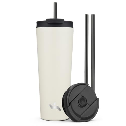 Image of Konokyo 26 oz Insulated Tumbler Water Bottle with Straw Lid, Angel White
