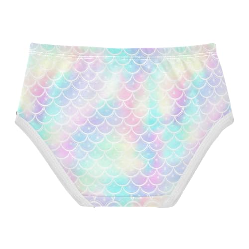 Joisal Cotton Toddler Girls Underwear Pastel Mermaid Scales Girl Panties Cute Florals Briefs Kids Undies 2t2