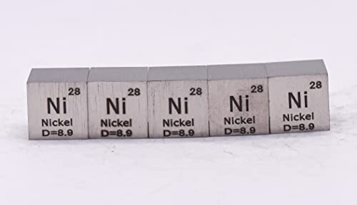 Image of 0.39 inch 10mm Nickel Metal Cube Ni up to 99.9% Pure Periodic Table Element Engraved Density Collection Science Education Display Block Cube + Acrylic Case Box - 1PC