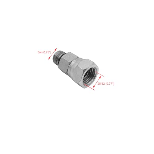 Image of (2-PACK) 6900-08-08-O Hydraulic Hose Adapter Fitting 1 /2 inch Male O-Ring Boss (3 /4 inch-16UNF)x1 /2 inch NPSM Female Pipe Swivel (1 /2 inch-14NPSM) SAE Straight Pipe Joints Tube Connector Carbon Steel