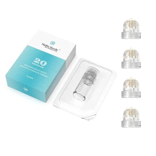 Image of Derma Stamp Hydra Roller H20 Facial Skincare Tool with 4 Gold Titanium 0.25mm/0.5mm Replacement Heads & Serum Applicator, Reusable Device for Hair, Beard,Skin (0.5mm)