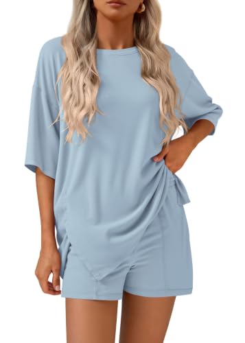 Conjunto de 2 piezas para mujer blusa de gran tamaño y pantalón a juego para verano