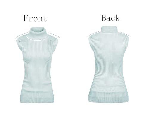 Image of v28 Women Sleeveless High Neck Turtleneck Stretchable Knit Sweater Top